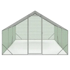 IDMarket Enclos poulailler 18 m2 parc grillagé 6x3m acier galvanisé* Volières Et Enclos