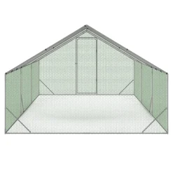 IDMarket Enclos poulailler 18 m2 parc grillagé 6x3m acier galvanisé* Volières Et Enclos