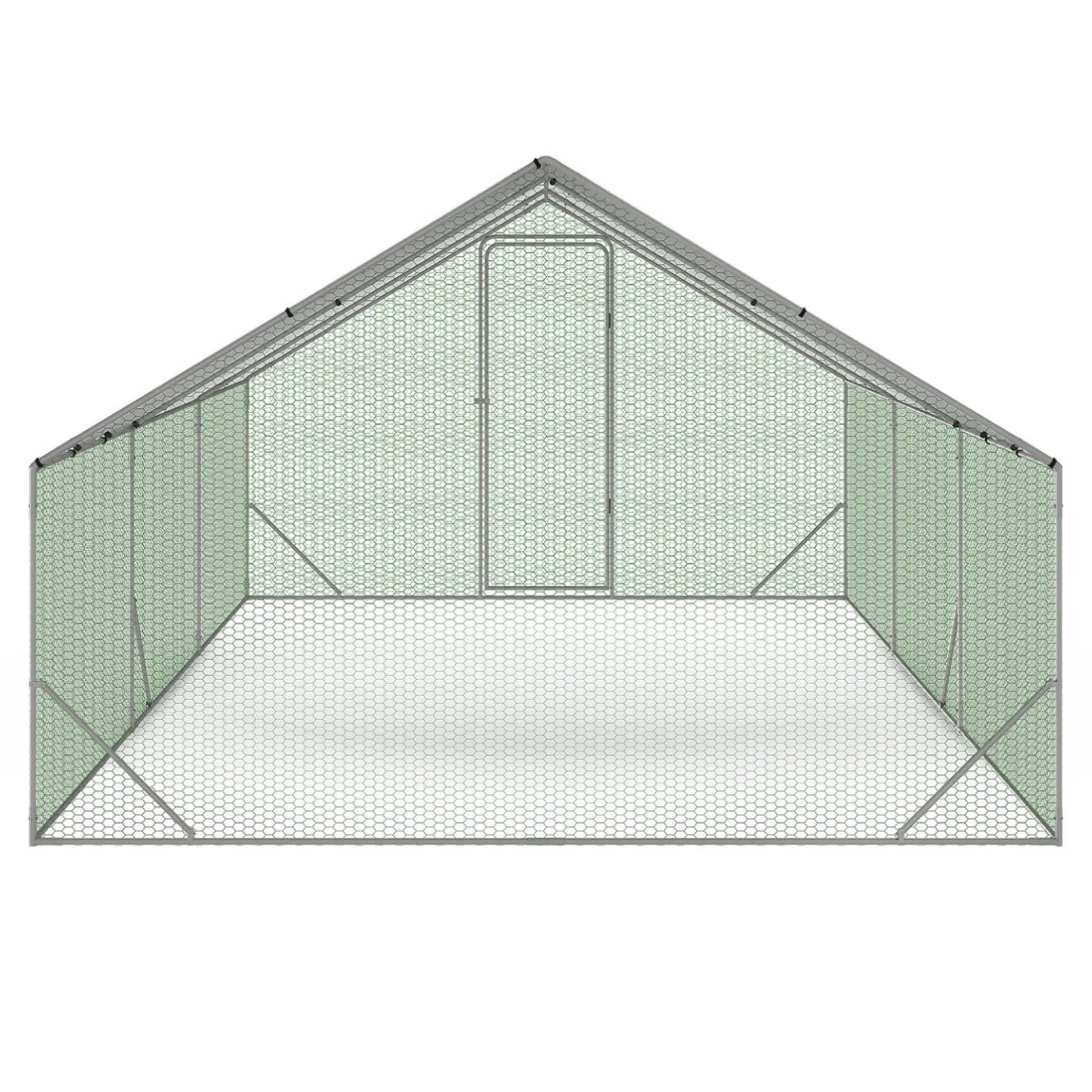 IDMarket Enclos poulailler 18 m2 parc grillagé 6x3m acier galvanisé* Volières Et Enclos