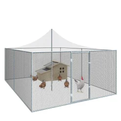 IDMarket Enclos poulailler acier galvanisé 12m² 3x4 m* Volières Et Enclos