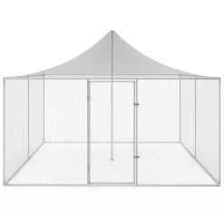 IDMarket Enclos poulailler acier galvanisé 12m² 3x4 m* Volières Et Enclos