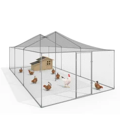 IDMarket Enclos poulailler en acier galvanisé 18 m² 6x3 m volière extérieure XXL* Volières Et Enclos