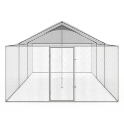 IDMarket Enclos poulailler en acier galvanisé 18 m² 6x3 m volière extérieure XXL* Volières Et Enclos