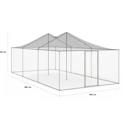 IDMarket Enclos poulailler en acier galvanisé 18 m² 6x3 m volière extérieure XXL* Volières Et Enclos