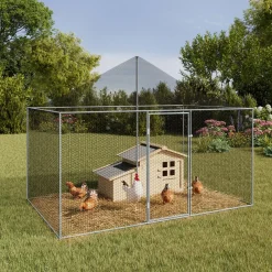 IDMarket Enclos poulailler en acier galvanisé 6 m² 3x2 m volière extérieure* Volières Et Enclos