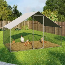 IDMarket Enclos poules 6 m2 parc grillagé 3x2m acier galvanisé* Volières Et Enclos