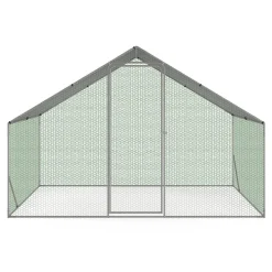 IDMarket Enclos poules 6 m2 parc grillagé 3x2m acier galvanisé* Volières Et Enclos