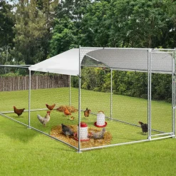 IDMarket Enclos poules 2x4m acier galvanisé* Volières Et Enclos