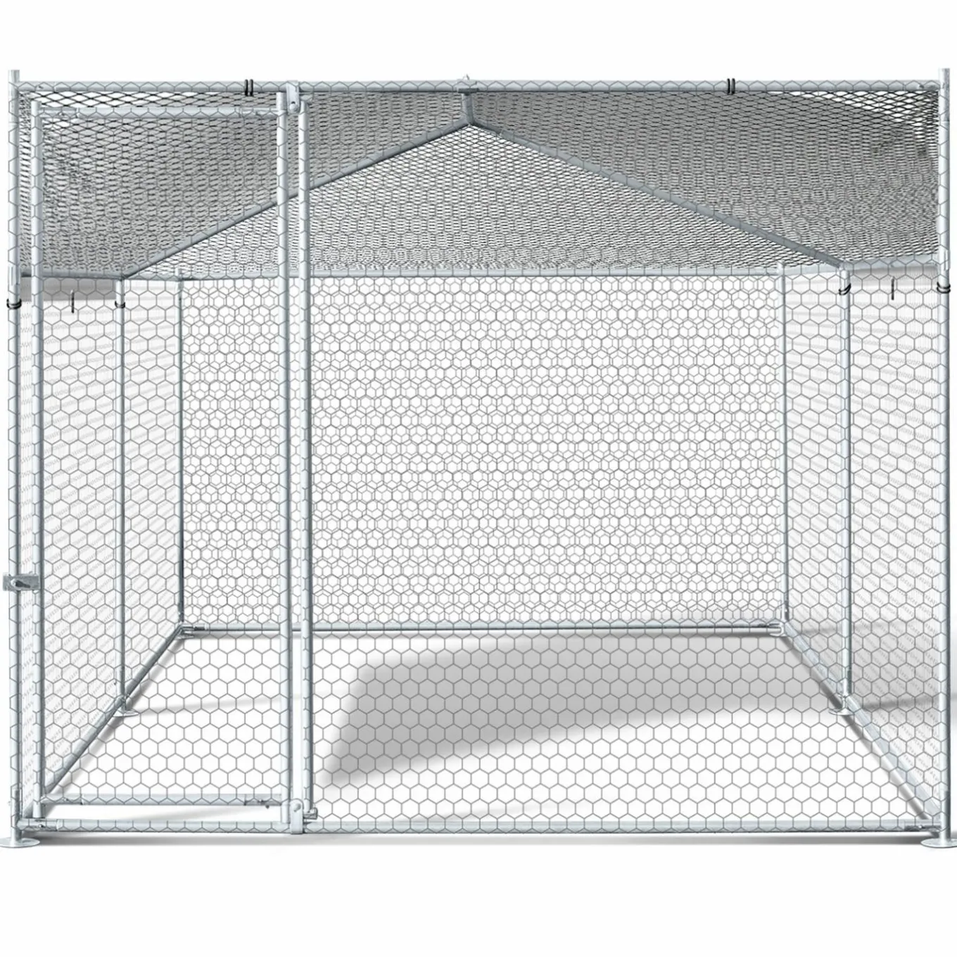 IDMarket Enclos poules 2x4m acier galvanisé* Volières Et Enclos