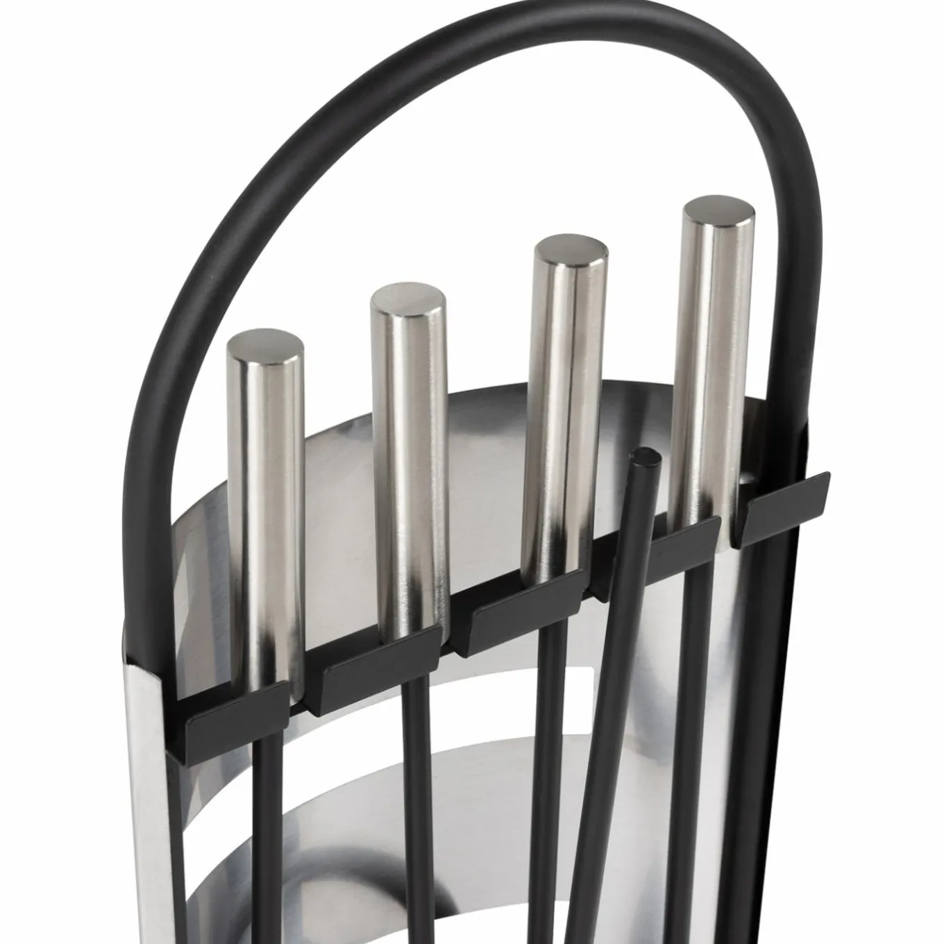 IDMarket Ensemble d'accessoires de cheminée noir inox avec support* Accessoires Cheminée|Stockage Du Bois
