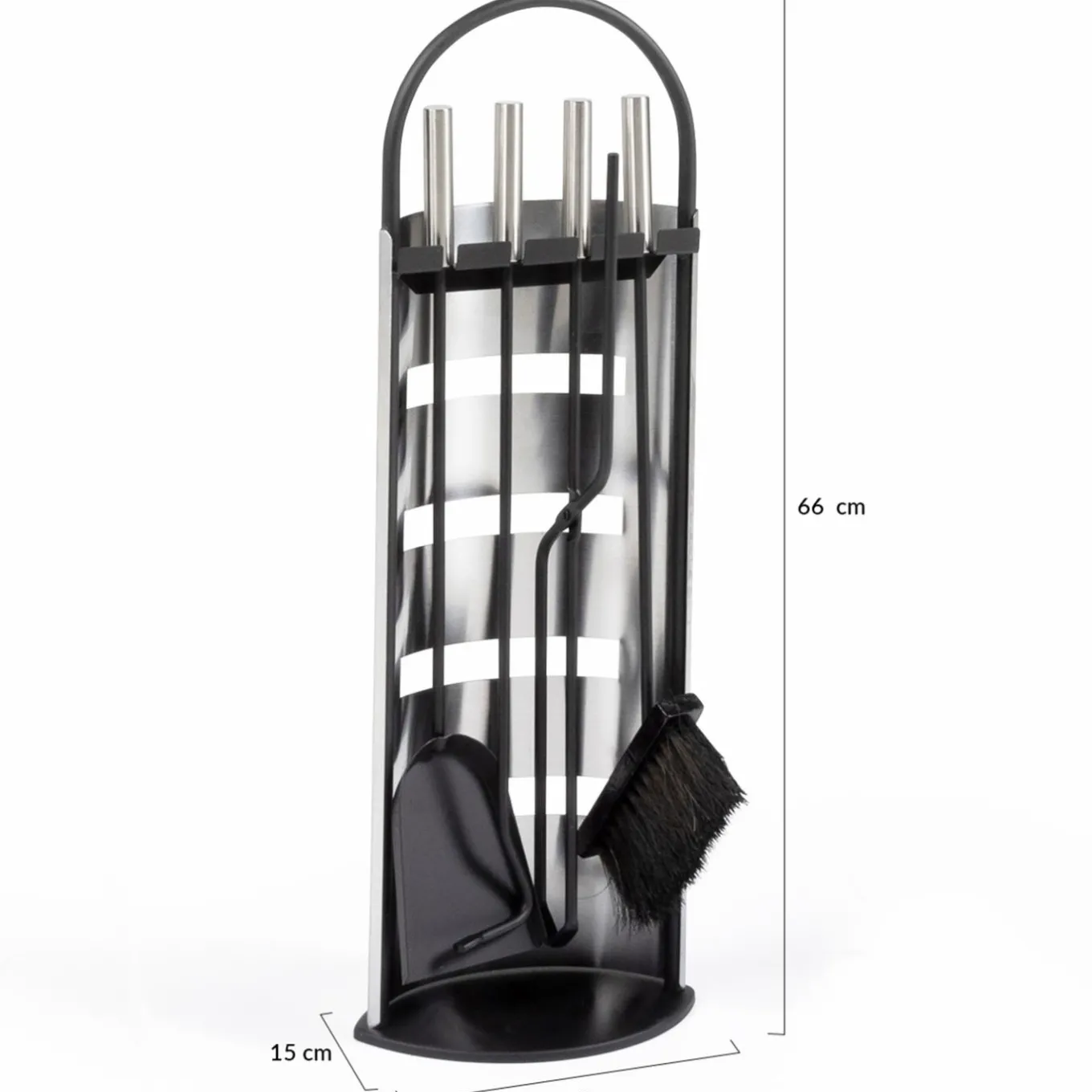 IDMarket Ensemble d'accessoires de cheminée noir inox avec support* Accessoires Cheminée|Stockage Du Bois