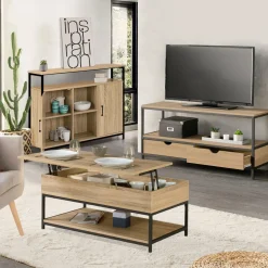 IDMarket Ensemble de meuble salon style industriel* Meubles Bas|Buffets