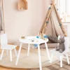 IDMarket Ensemble de table et chaises pour enfant en bois blanc*Enfant Meubles Blancs|Meubles En Bois