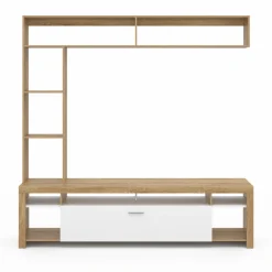 IDMarket Ensemble meuble télé 170 cm avec étagères bois et placard blanc* Meubles Tv