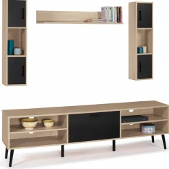 IDMarket Ensemble meuble télé avec étagères murales et placards* Meubles Bas|Meubles En Bois