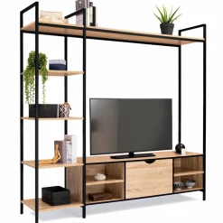IDMarket Ensemble meuble TV industriel avec étagères* Meubles En Bois|Collection Industrielle