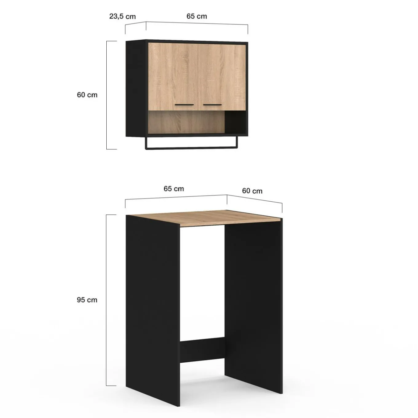 IDMarket Ensemble meubles de buanderie pour machine à laver noir et hêtre* Rangement Et Accessoires|Séchoirs À Linge