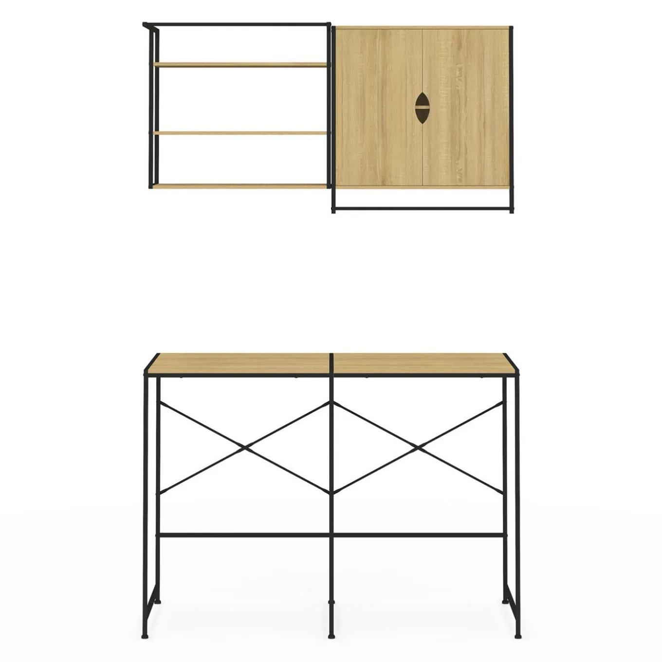 IDMarket Ensemble pour machine à laver et sèche-linge design industriel* Meubles Salle De Bain