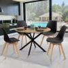 IDMarket Ensemble table à manger ronde 110 cm bois et noir et 4 chaises noires* Collection Scandinave|Chaises