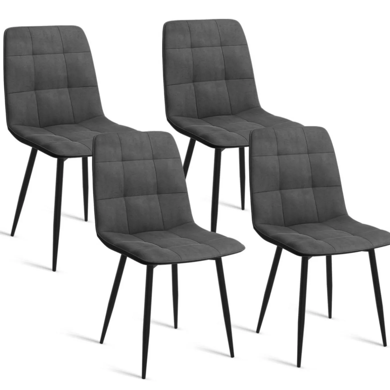 IDMarket Ensemble table à manger ronde extensible 110 - 150 cm et 4 chaises en velours gris foncé* Chaises|Tables