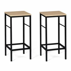 IDMarket Ensemble table de bar + 2 tabourets de bar bois noir et imitation hêtre* Meubles Hauts|Collection Design
