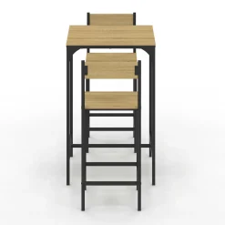IDMarket Ensemble table de bar carrée 60 cm et 2 chaises de bar design industriel* Cuisine Complète|Mange Debout
