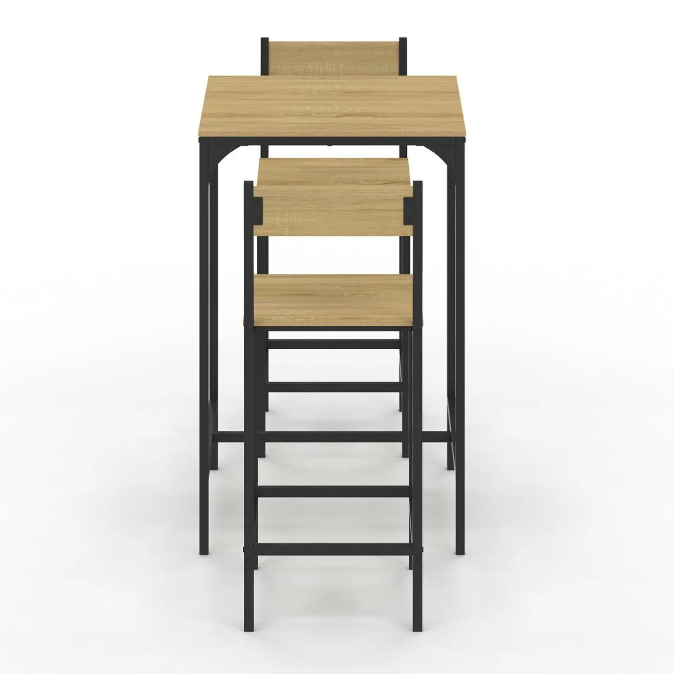 IDMarket Ensemble table de bar carrée 60 cm et 2 chaises de bar design industriel* Cuisine Complète|Mange Debout