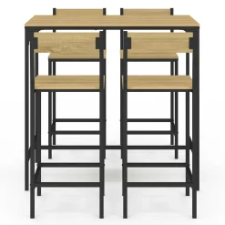 IDMarket Ensemble table de bar et 4 chaises de bar industrielles* Collection Industrielle|Mange Debout