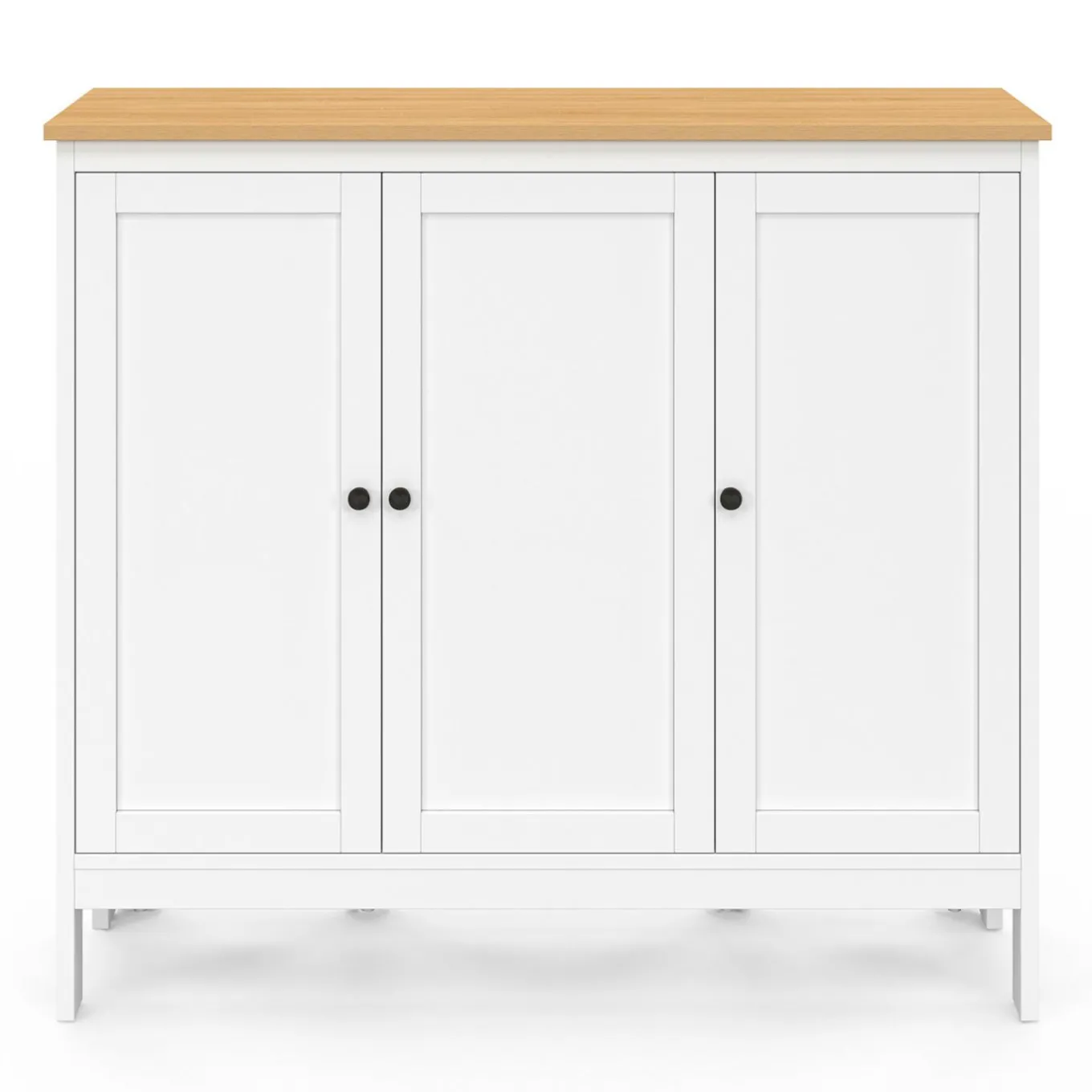 IDMarket Ensemble table de bar ilot et 2 tabourets bois blanc plateau façon hêtre* Meubles Hauts|Tables Hautes