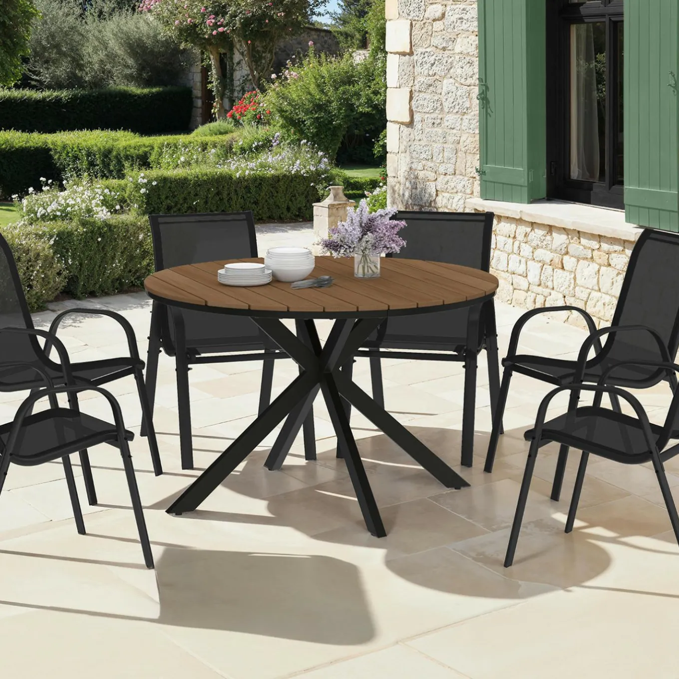 IDMarket Ensemble table et chaises salon de jardin 6 personnes* Salons De Jardin