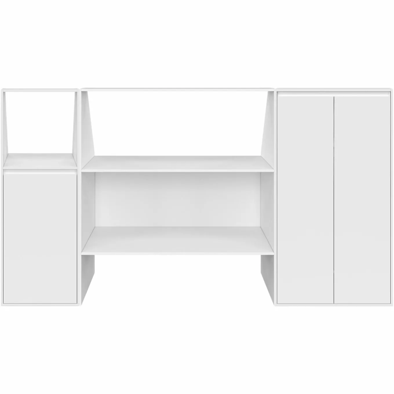 IDMarket Ensemble étagère 2 niveaux, armoire 2 portes et 1 porte + 1 niche sous pente Blanche* Etagères|Armoires