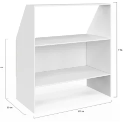 IDMarket Ensemble étagère 2 niveaux, armoire 2 portes et 1 porte + 1 niche sous pente Blanche* Etagères|Armoires