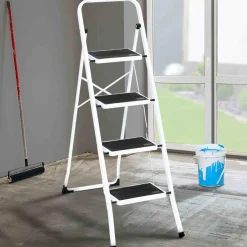 IDMarket Escabeau 4 marches pliable* Meubles Bricolage Et Rayonnage