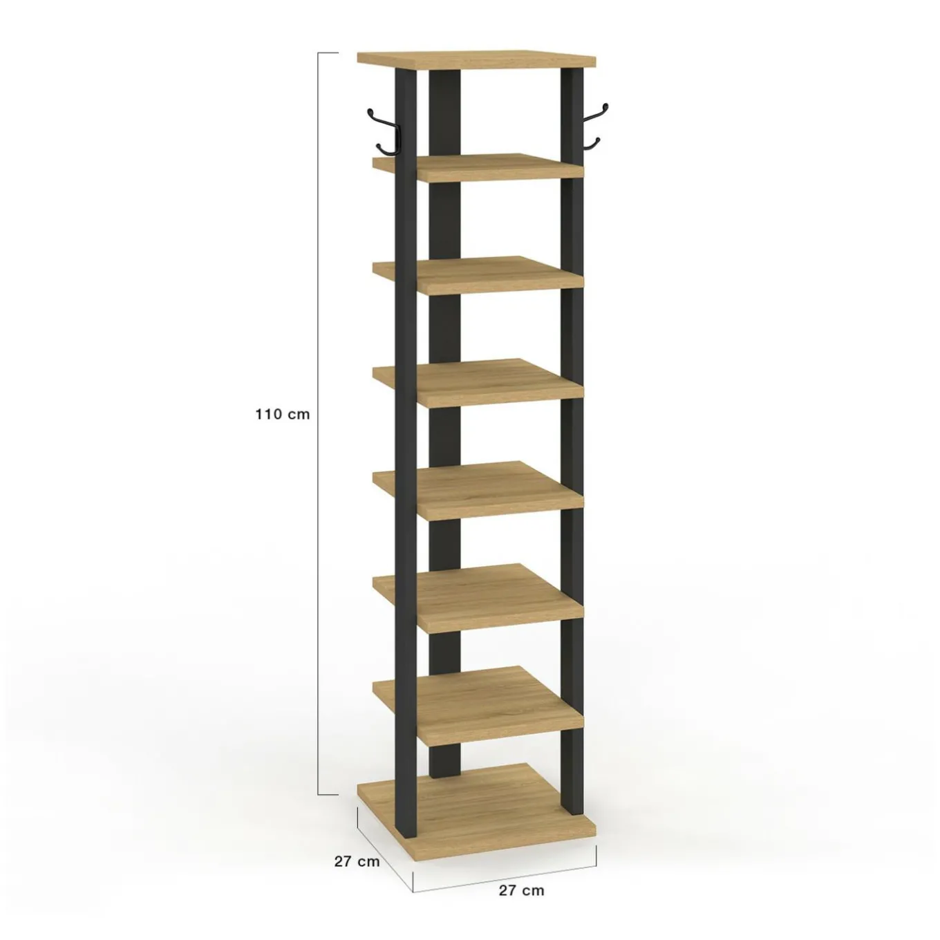 IDMarket Etagère à chaussures 8 niveaux* Meubles À Chaussures|Collection Industrielle