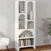 IDMarket Etagère bibliothèque 6 compartiments style organique bois blanc* Etagères|Bibliothèques