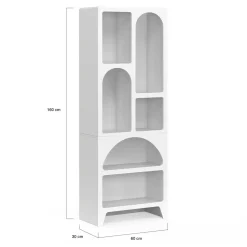 IDMarket Etagère bibliothèque 6 compartiments style organique bois blanc* Etagères|Bibliothèques