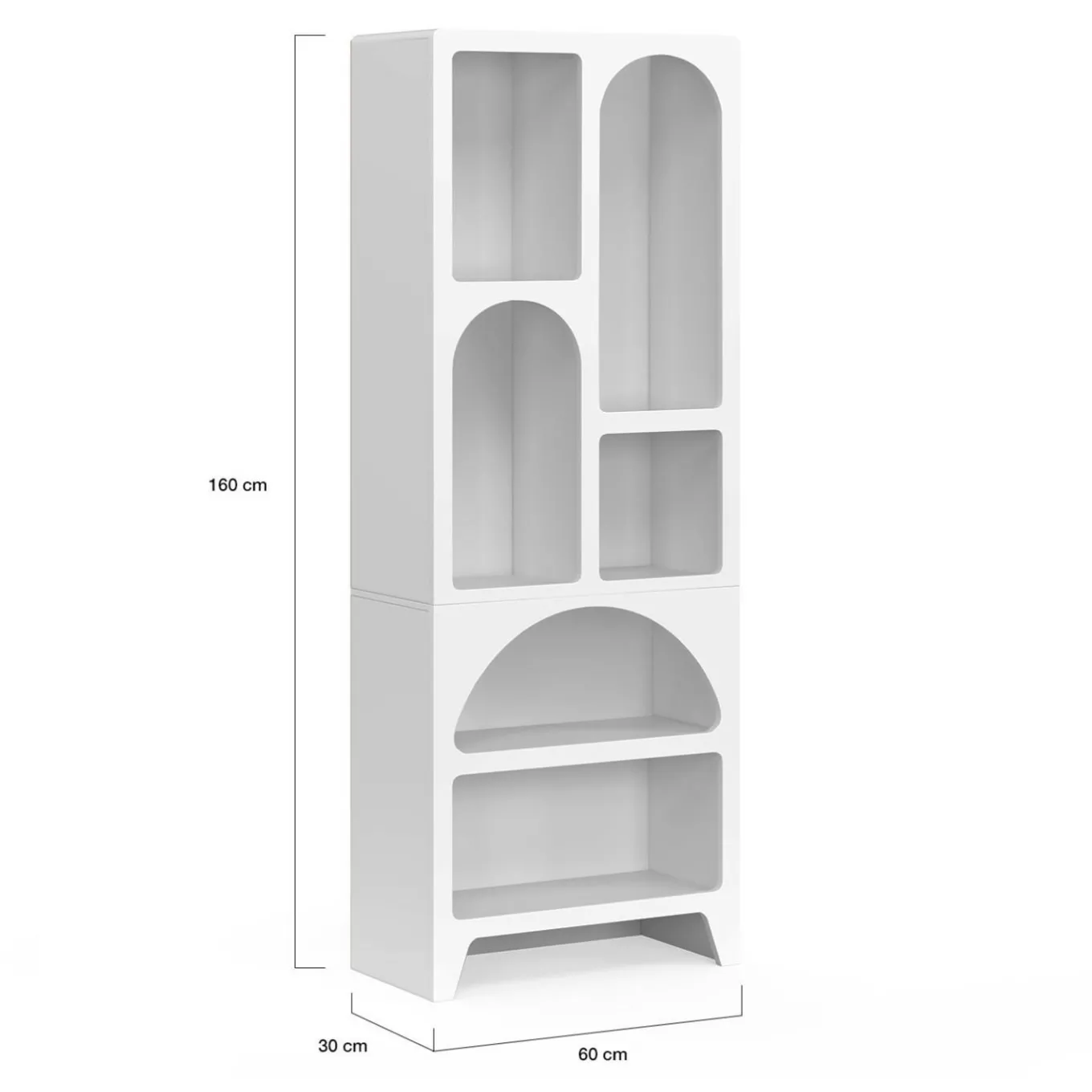 IDMarket Etagère bibliothèque 6 compartiments style organique bois blanc* Etagères|Bibliothèques