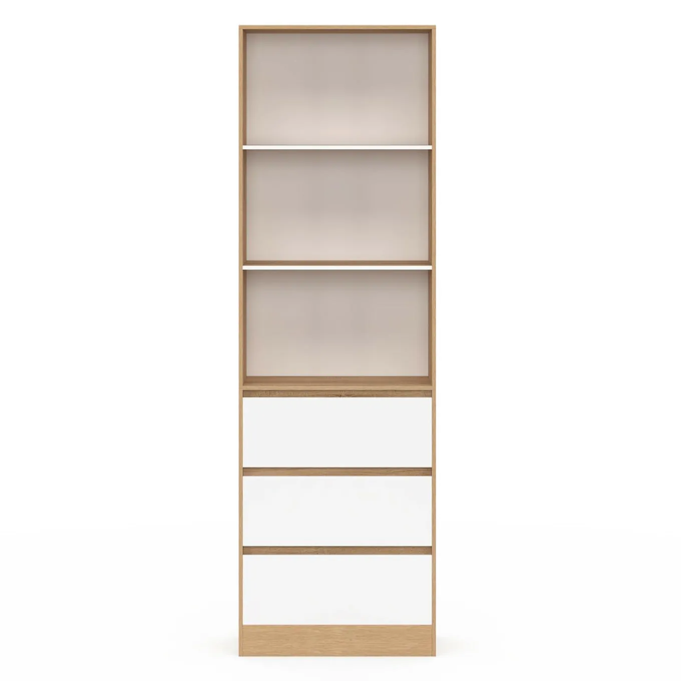 IDMarket Etagère bibliothèque 3 niveaux 3 tiroirs blanc et effet bois* Meubles Tiroirs|Meubles Hauts