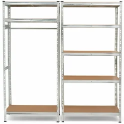 IDMarket Etagère charge lourde 8 plateaux avec vestiaire* Etagères Charges Lourdes|Meubles Bricolage Et Rayonnage