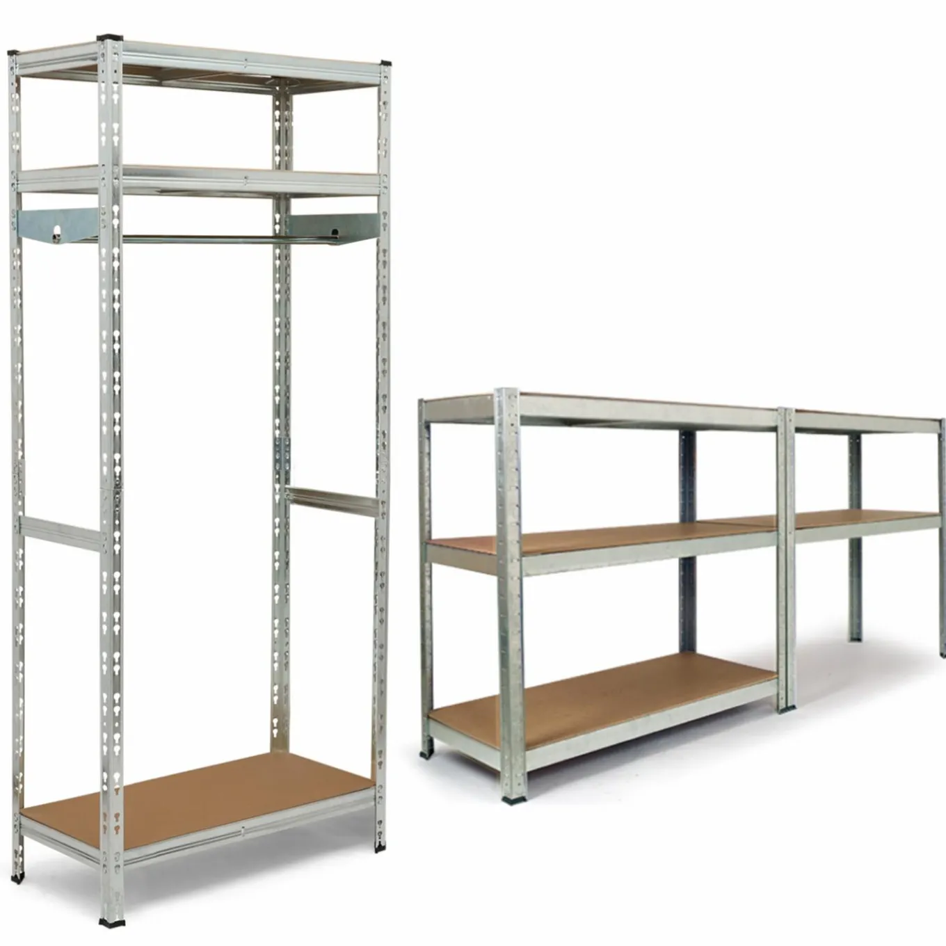 IDMarket Etagère charge lourde 8 plateaux avec vestiaire* Etagères Charges Lourdes|Meubles Bricolage Et Rayonnage