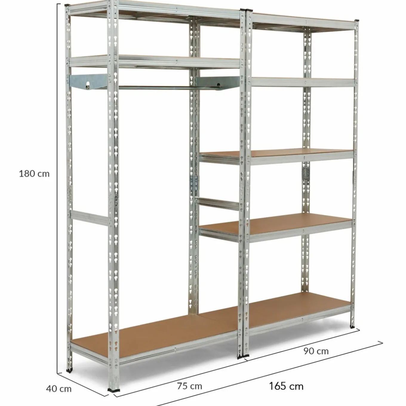 IDMarket Etagère charge lourde 8 plateaux avec vestiaire* Etagères Charges Lourdes|Meubles Bricolage Et Rayonnage