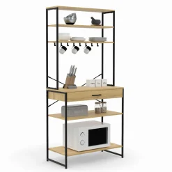 IDMarket Etagère de cuisine industrielle avec tiroir et crochets 80 cm* Meubles Hauts|Meubles Tiroirs