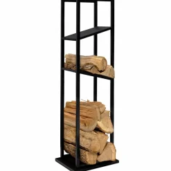 IDMarket Etagère de rangement pour bois de chauffage en acier noir* Accessoires Cheminée|Stockage Du Bois
