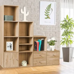 IDMarket Etagère escalier 4 niveaux bois imitation hêtre* Rangement Et Accessoires|Meubles Tiroirs