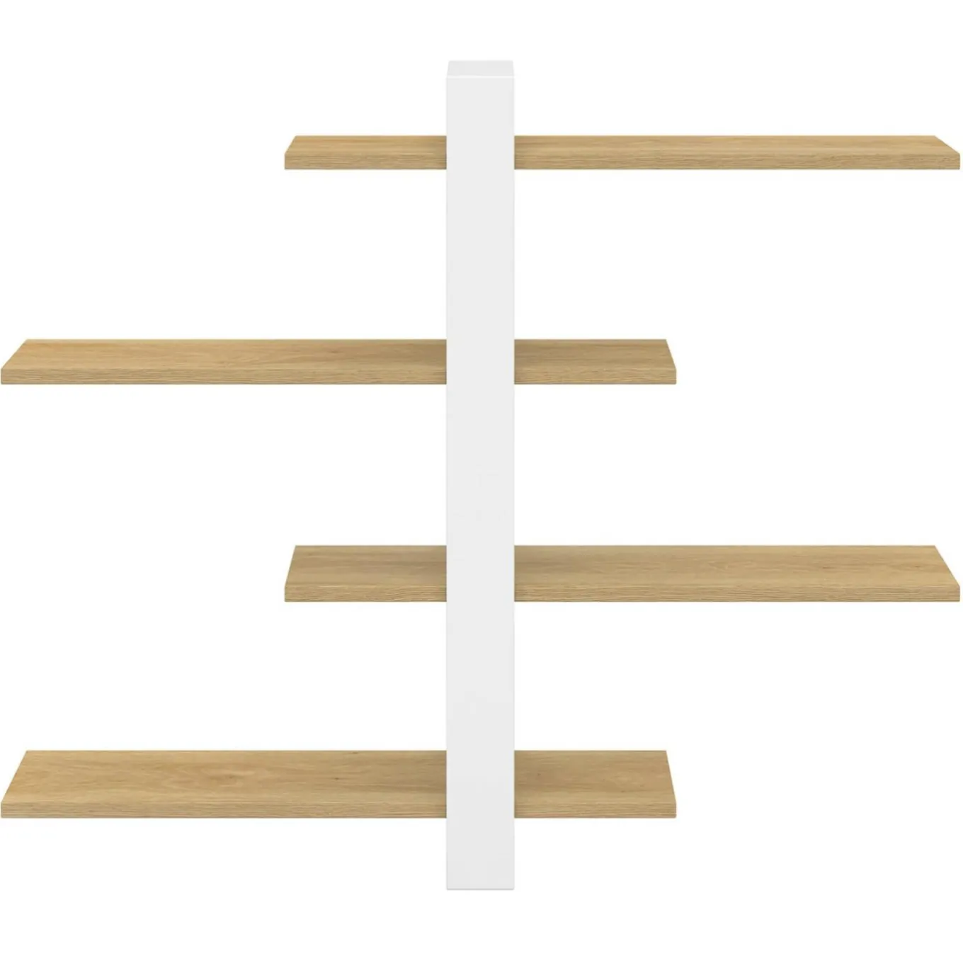 IDMarket Etagère murale avec étagères coulissantes ORA 4 niveaux façon hêtre et blanc* Etagères|Petits Meubles