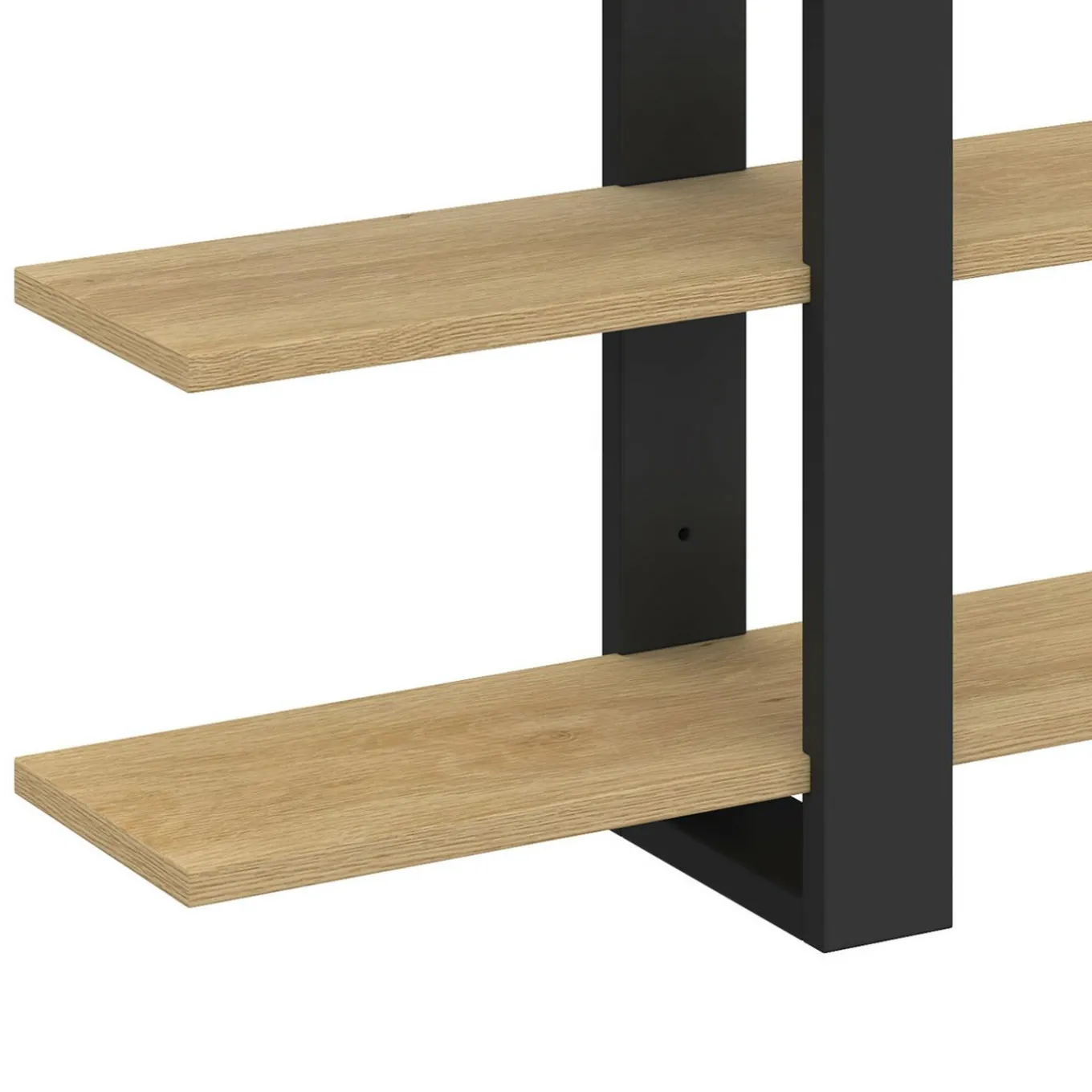 IDMarket Etagère murale avec étagères coulissantes ORA 4 niveaux façon hêtre et noir* Etagères|Petits Meubles