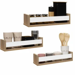 IDMarket Etagères à épices hêtre et blanc* Etagères