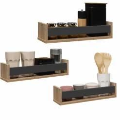 IDMarket Etagères à épices hêtre et noir* Etagères|Dessertes Et Éléments De Cuisine