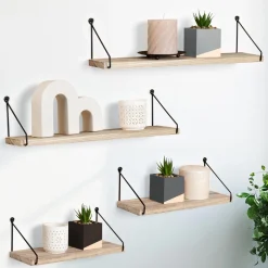 IDMarket Etagères murales industrielles bois et métal noir* Décoration Et Accessoires|Etagères