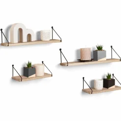 IDMarket Etagères murales industrielles bois et métal noir* Décoration Et Accessoires|Etagères